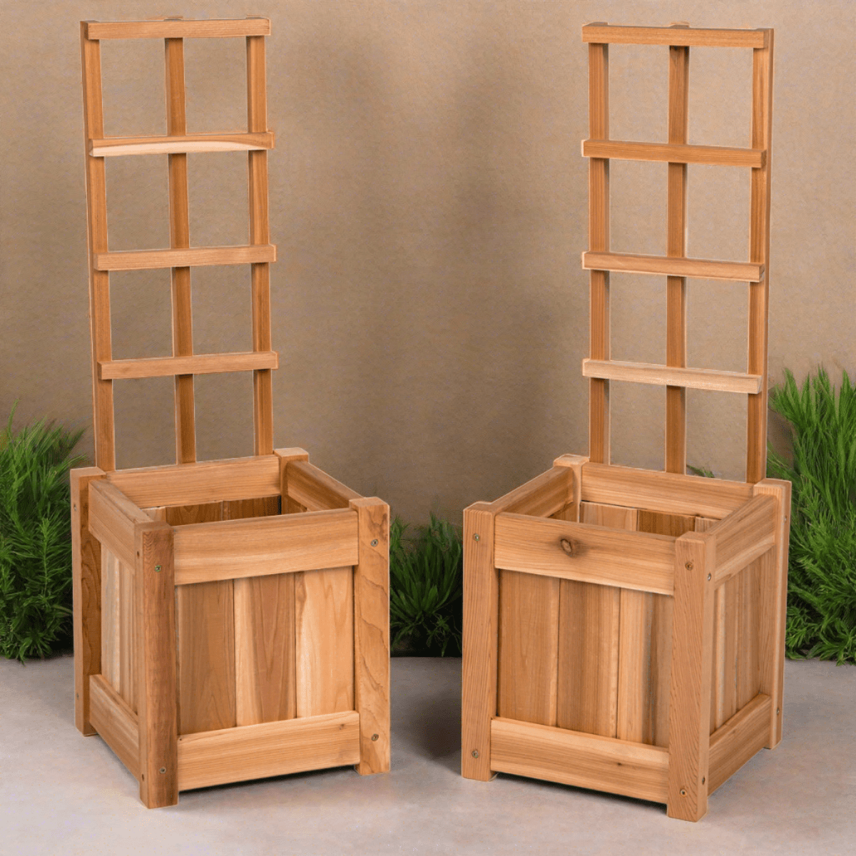 All Things Cedar 12w x 12d x 13h Set of 2 Planter Box's with Trellis PL12-T-2