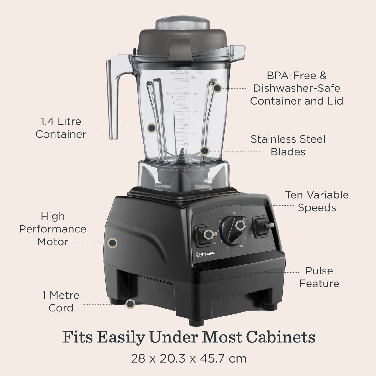 Vitamix Explorian E310 High-Performance Blender, 1.4 Litre Container, 10 Variable Speeds, Black