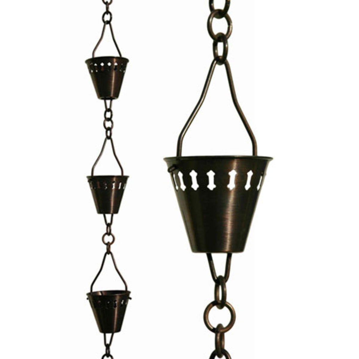 Patina Products Antique Copper Shade Cup Rain Chain-Half Length R257H