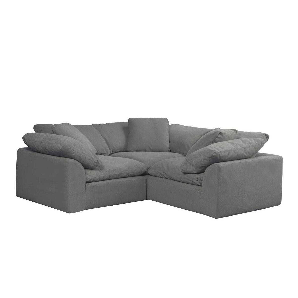 Sunset Trading Cloud Puff 3 Piece 88" Wide Slipcovered Modular Sectional Small L Shaped Sofa