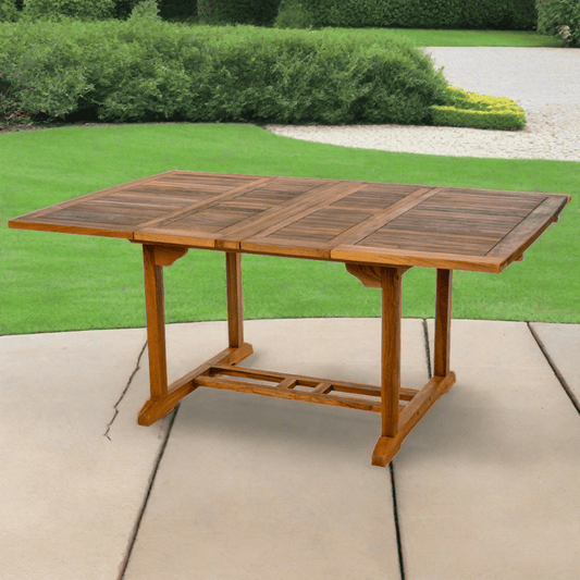 All Things Cedar 5-Piece Butterfly Extension Table Stacking Chair Set with Red Cushions TD72-24-R
