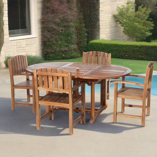 All Things Cedar 5-Piece Oval Extension Table Dining Chair Set TE70-20