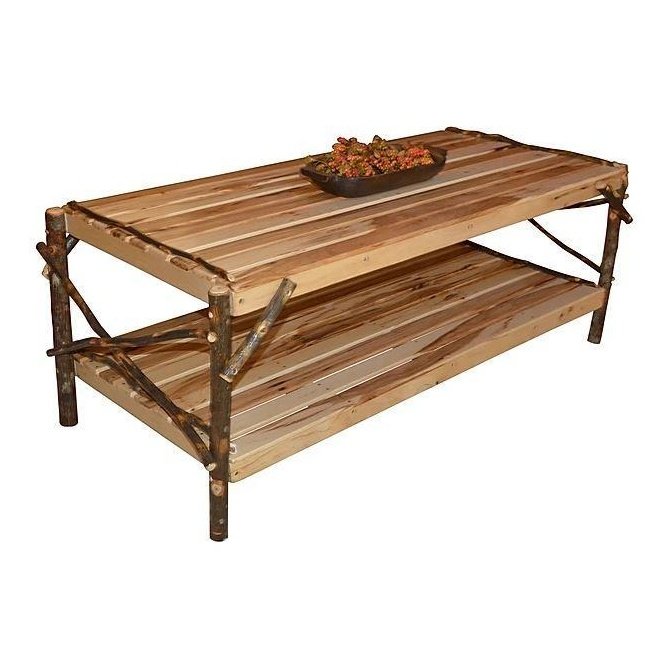 A & L Furniture Hickory Coffee Table with Shelf
