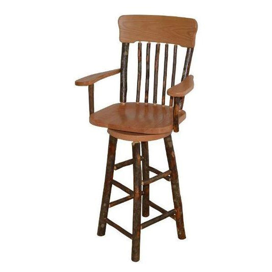 A & L Furniture Hickory Panel Back Swivel Bar Chair