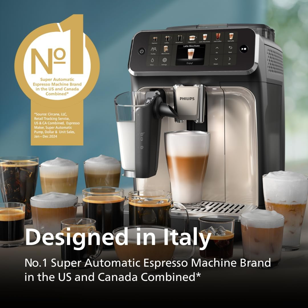 Philips 5500 Series Fully Automatic Espresso Machine with LatteGo Milk System - EP5544/94