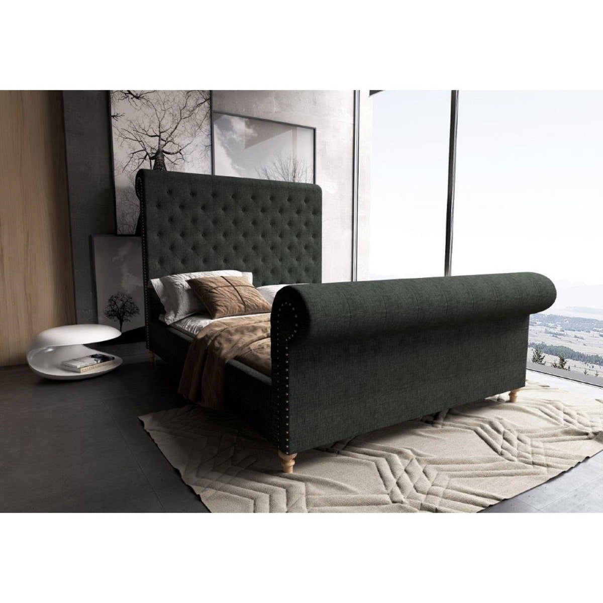 Manhattan Comfort Empire Charcoal Full Bed