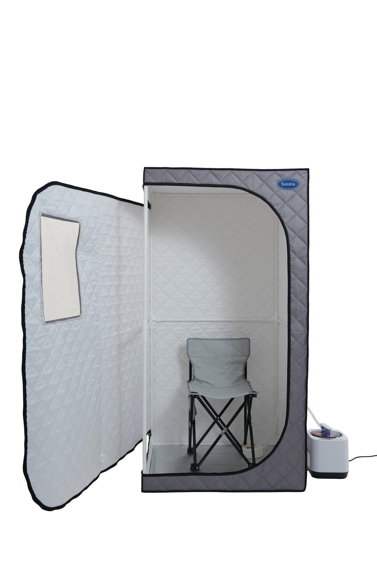 Portable Steam Sauna Tent with 2.2L Steamer, Remote Control & Folding Chair - Grey