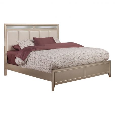 Alpine Furniture Silver Dreams California King Panel Bed w/Upholstered Headboard, Silver 1519-07CK