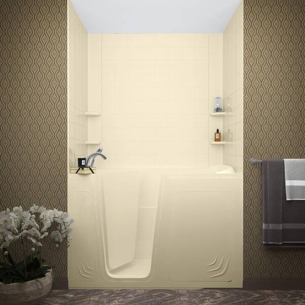 MediTub 6 in. Tiling Walk-in Bathtub Wall Surround System in Biscuit HDWX-SQ06BSG