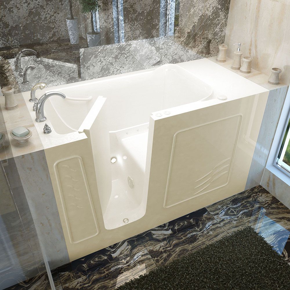 MediTub  Walk-In 30 x 60 Left Drain Biscuit Air Jetted Walk-In Bathtub 3060WILBA
