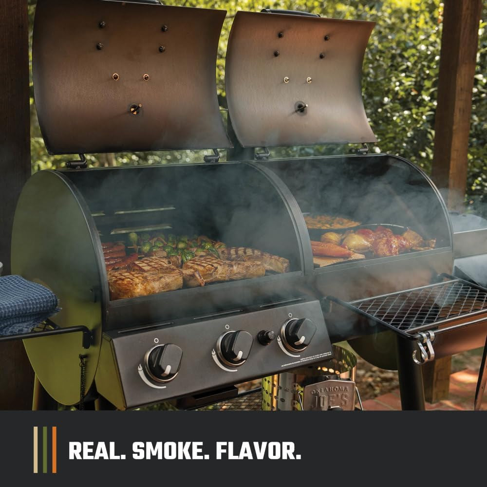 Oklahoma Joe's Canyon Combo Dual Fuel Smoker & Grill - 3-Burner Propane Gas & Charcoal with 1031 sq. in. Cooking Area - 24203004