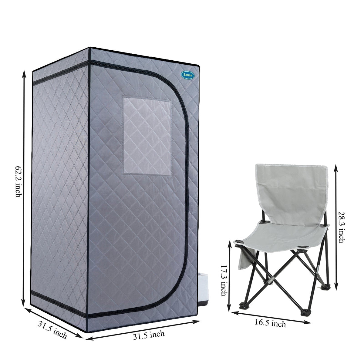 Portable Steam Sauna Tent with 2.2L Steamer, Remote Control & Folding Chair - Grey