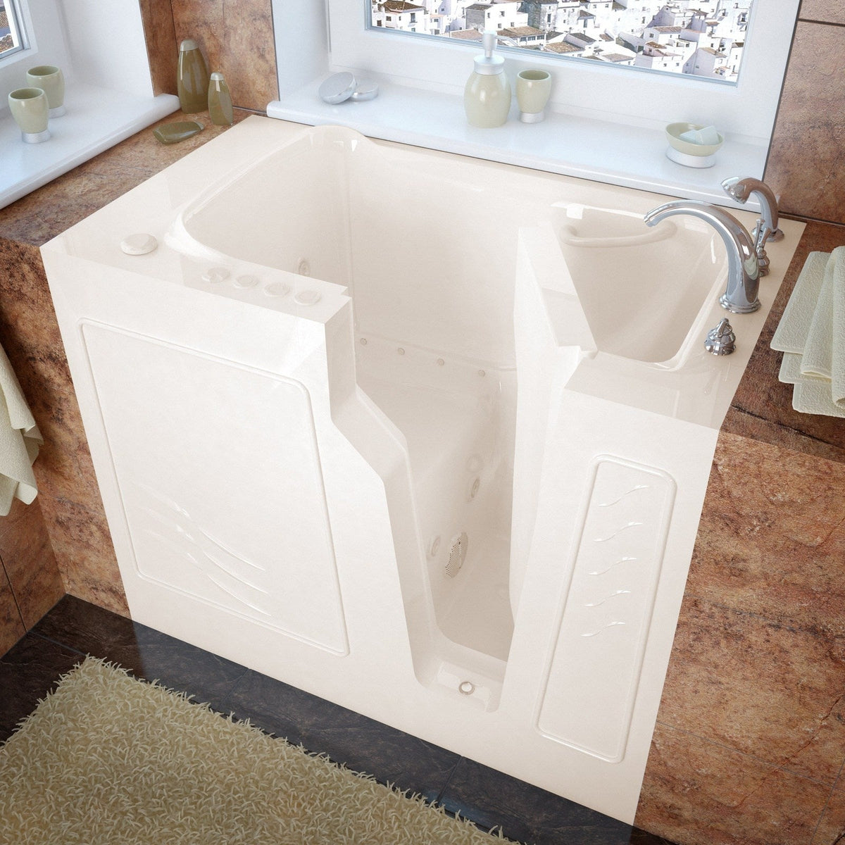 MediTub  Walk-In 26 x 46 Right Drain Biscuit Whirlpool & Air Jetted Walk-In Bathtub 2646RBD