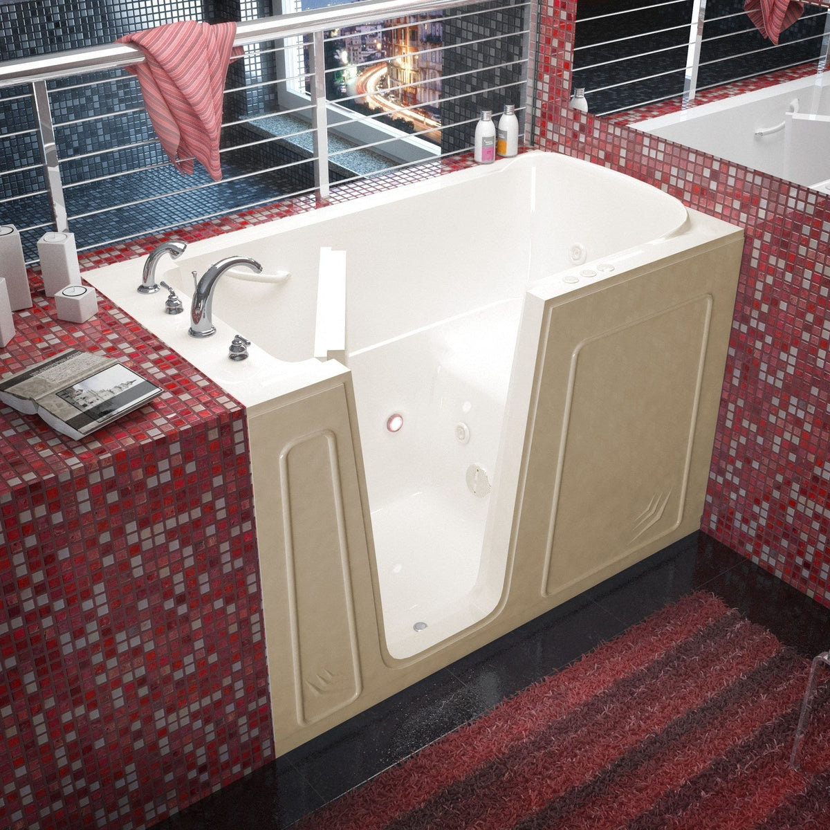 MediTub  Walk-In 32 x 60 Left Drain Biscuit Whirlpool Jetted Walk-In Bathtub 3260LBH