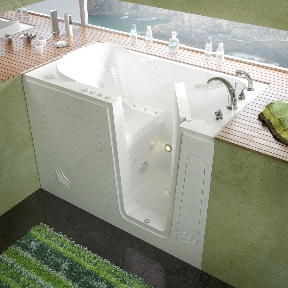 MediTub  Walk-In 30 x 54 Right Drain White Whirlpool & Air Jetted Walk-In Bathtub 3054RWD