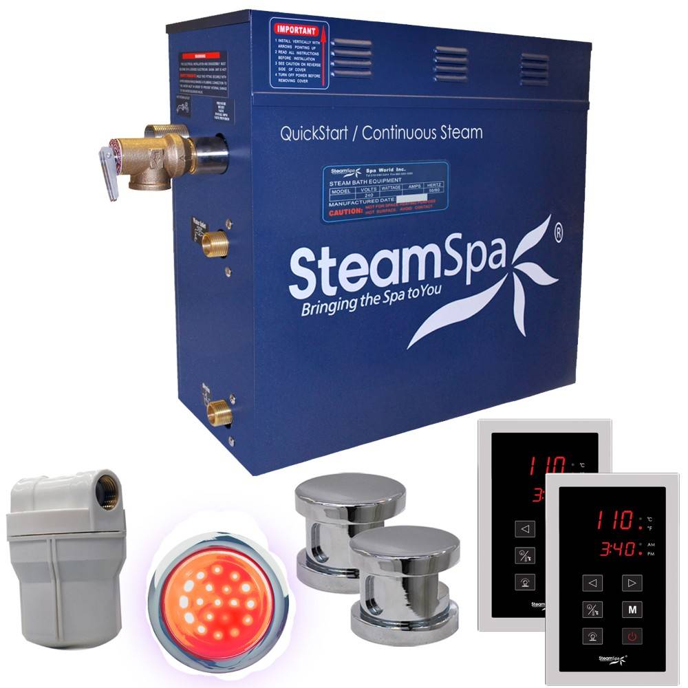 SteamSpa Royal 10.5 KW QuickStart Acu-Steam Bath Generator Package in Polished Chrome RYT1050CH