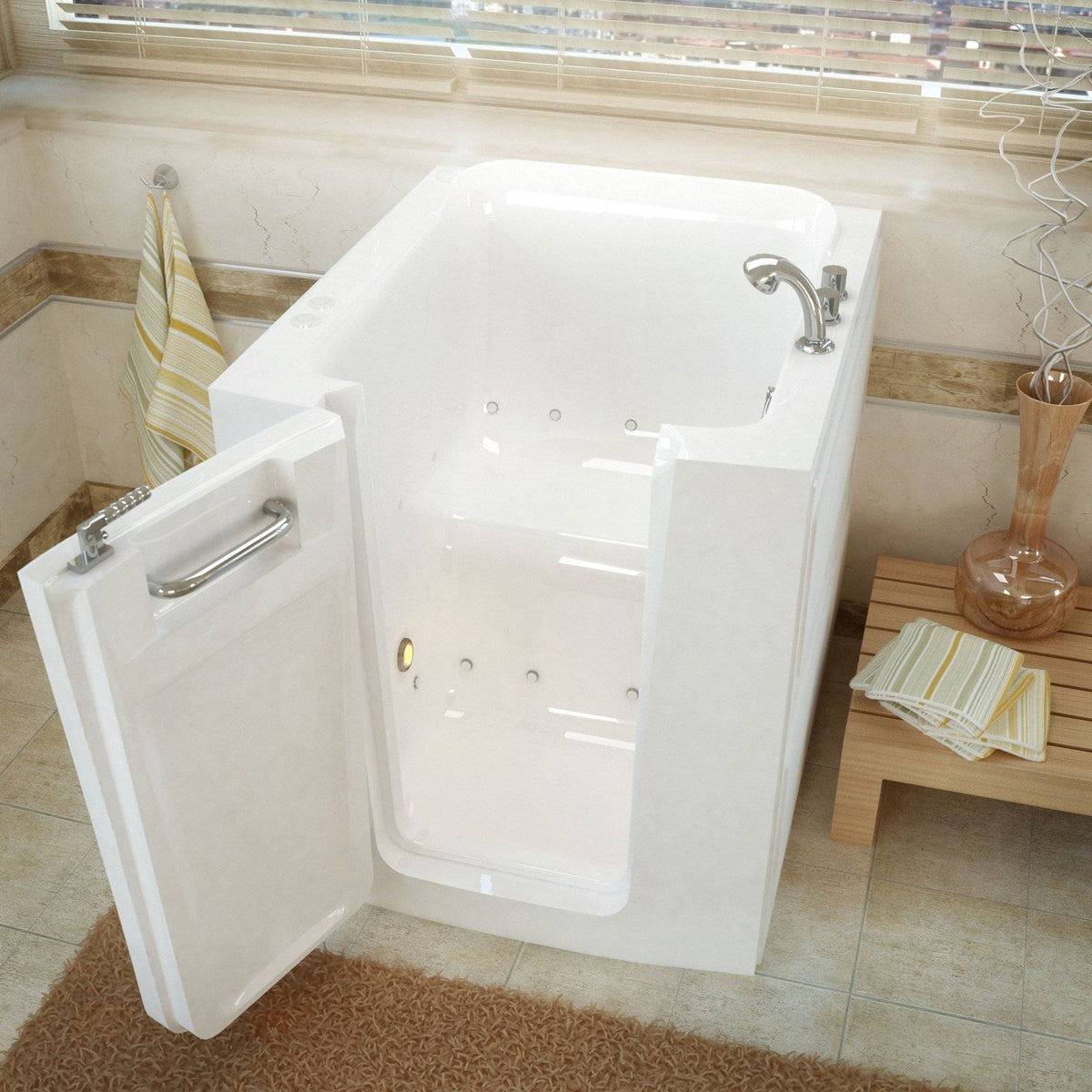 MediTub  Walk-In 32 x 38 Left Door White Air Jetted Walk-In Bathtub 3238LWA