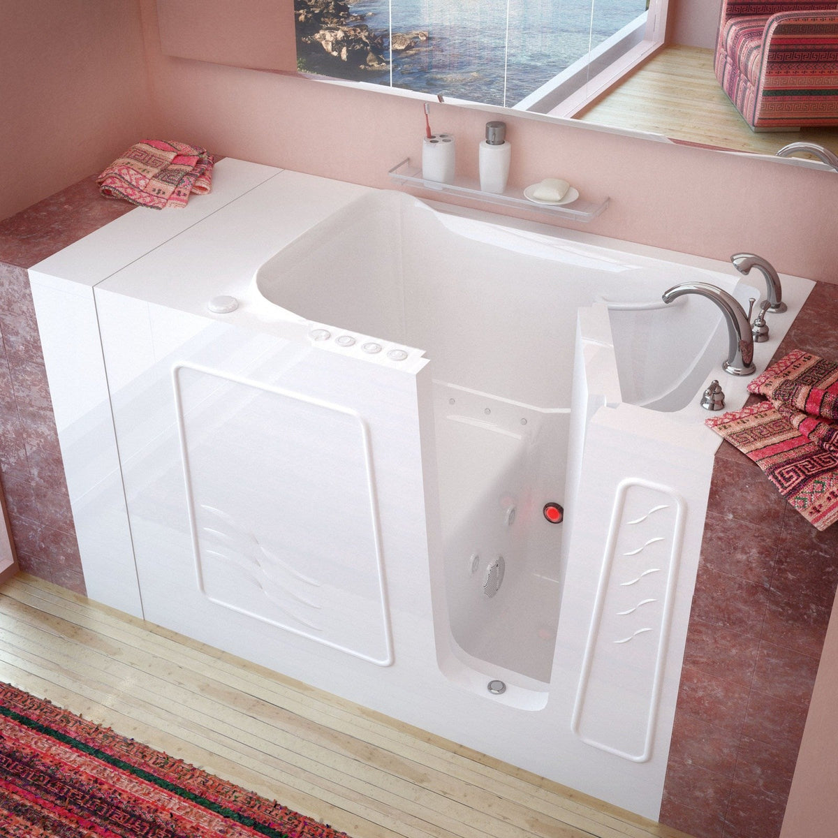 MediTub  Walk-In 30 x 53 Right Drain White Whirlpool & Air Jetted Walk-In Bathtub 3053RWD