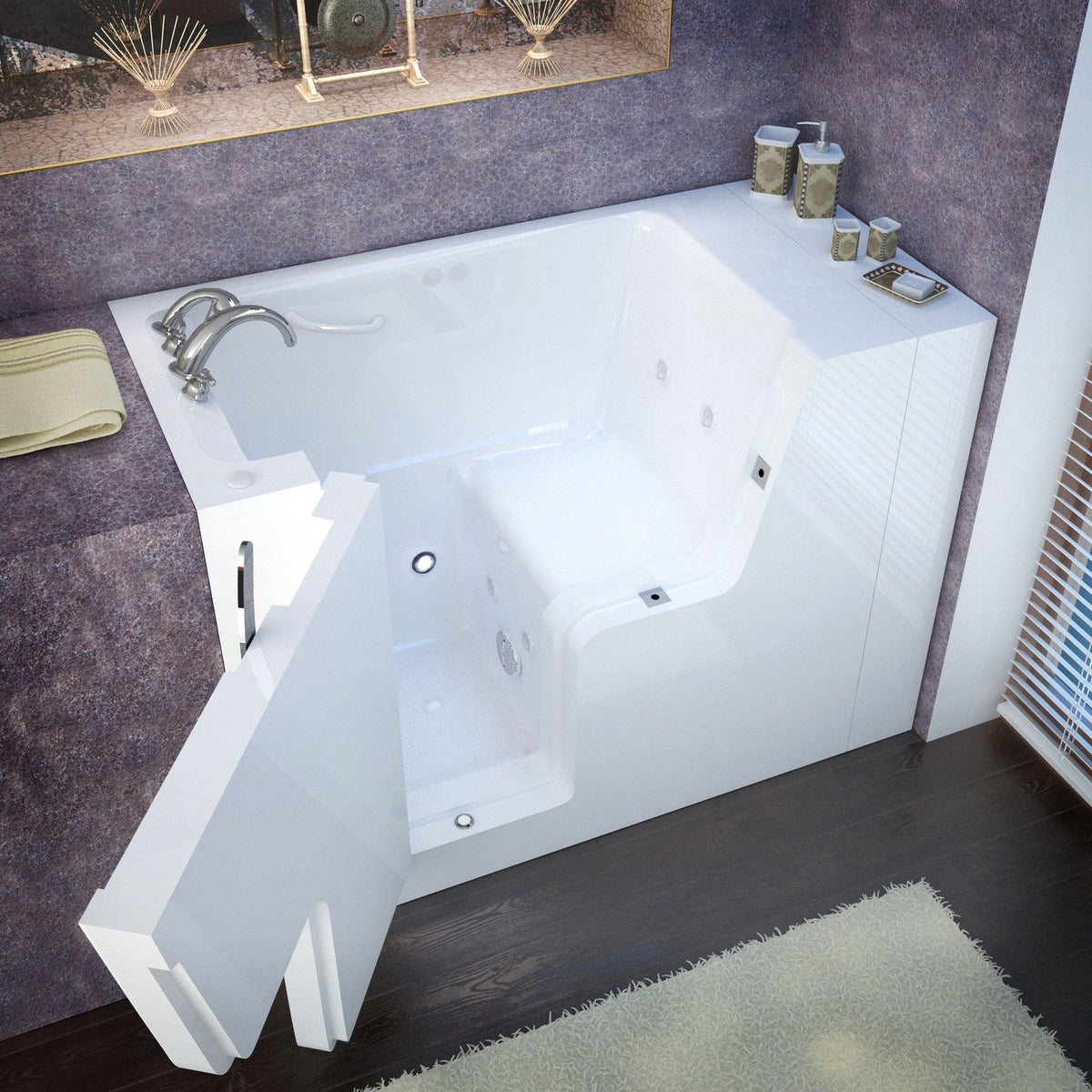 MediTub Wheel Chair Accessible 29 x 53 Right Drain White Air Jetted Wheelchair Accessible Bathtub 2953WCARWA