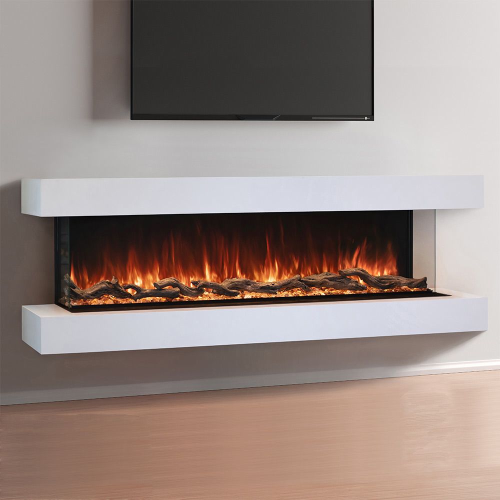 Modern Flames Landscape Pro 82'' Electric Fireplace Wall Mount Studio Suite | White Ready to Paint