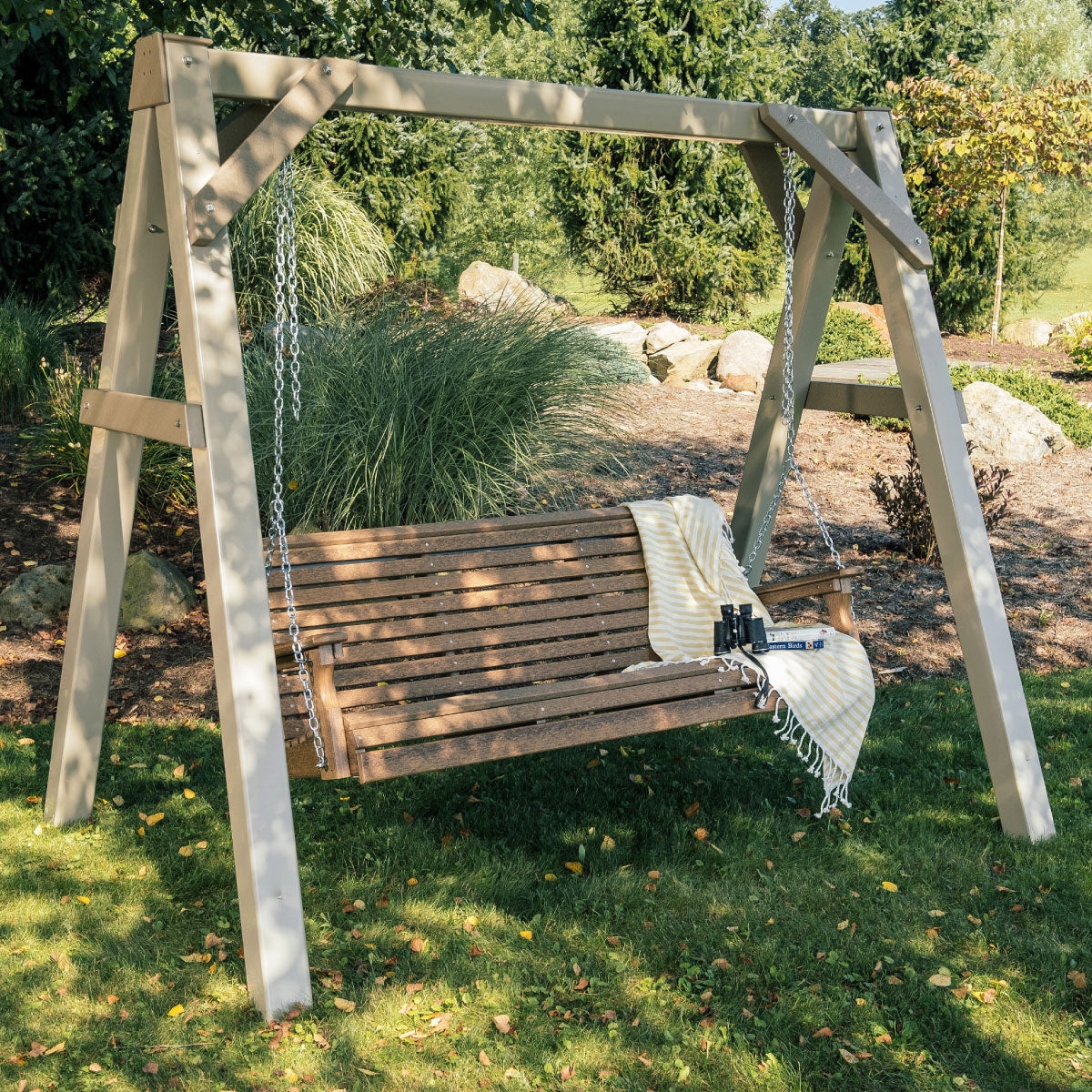 LuxCraft A-Frame Vinyl Poly Swing Stand - White