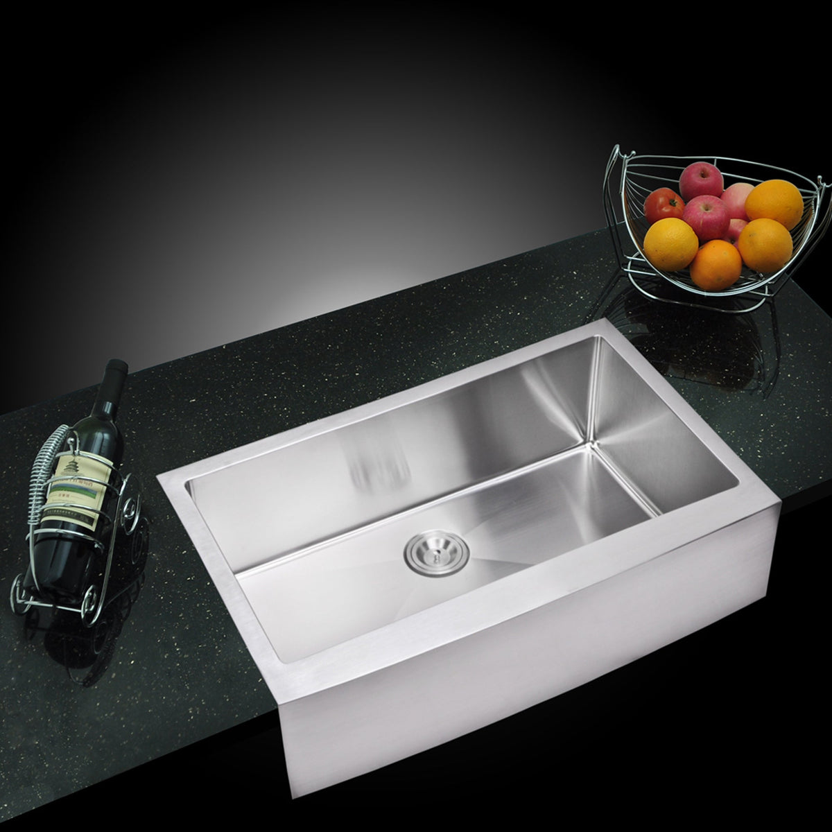 Water Creation 36 x 22 Corner Radius 15mm Single Bowl Stainless Steel Hand Made Apron Front Kitchen Sink