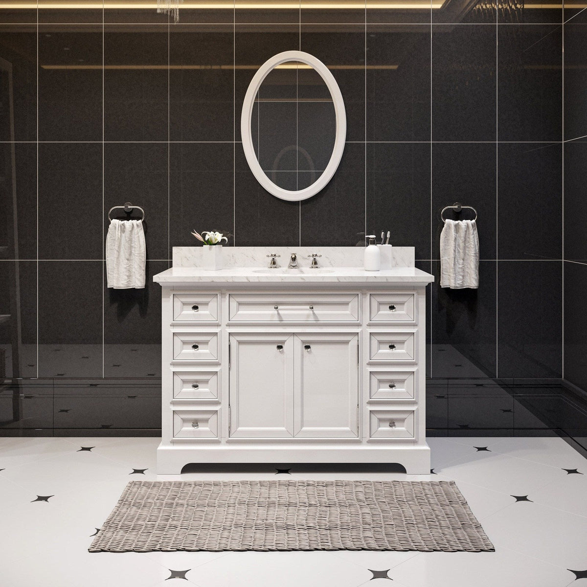 Water Creation Derby 48" Pure White Single Sink Bathroom Vanity From The Derby Collection