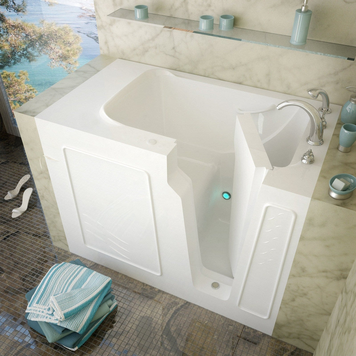 MediTub  Walk-In 29 x 52 Right Drain White Soaking Walk-In Bathtub 2952RWS