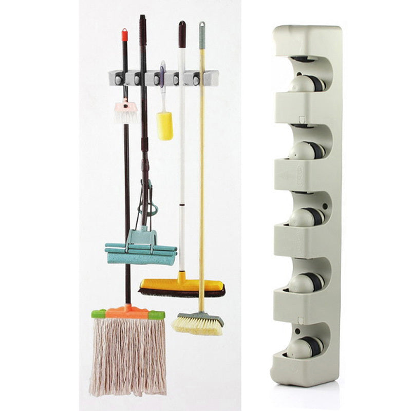 Wall-Mounted Mop & Broom Holder – 5 Slots