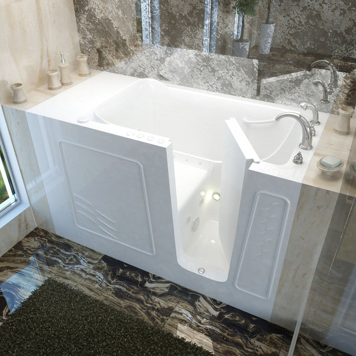 MediTub  Walk-In 30 x 60 Right Drain White Whirlpool & Air Jetted Walk-In Bathtub 3060WIRWD