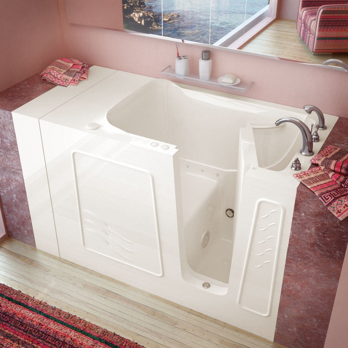 MediTub  Walk-In 30 x 53 Right Drain Biscuit Air Jetted Walk-In Bathtub 3053RBA