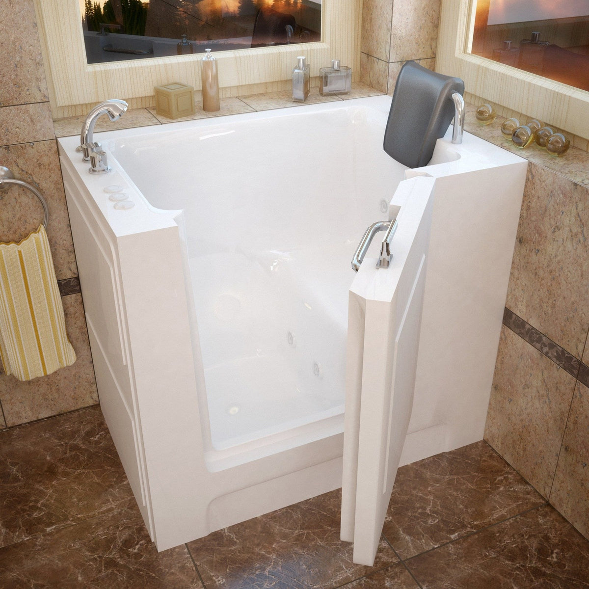 MediTub  Walk-In 27 x 39 Left Drain White Whirlpool Jetted Walk-In Bathtub 2739LWH