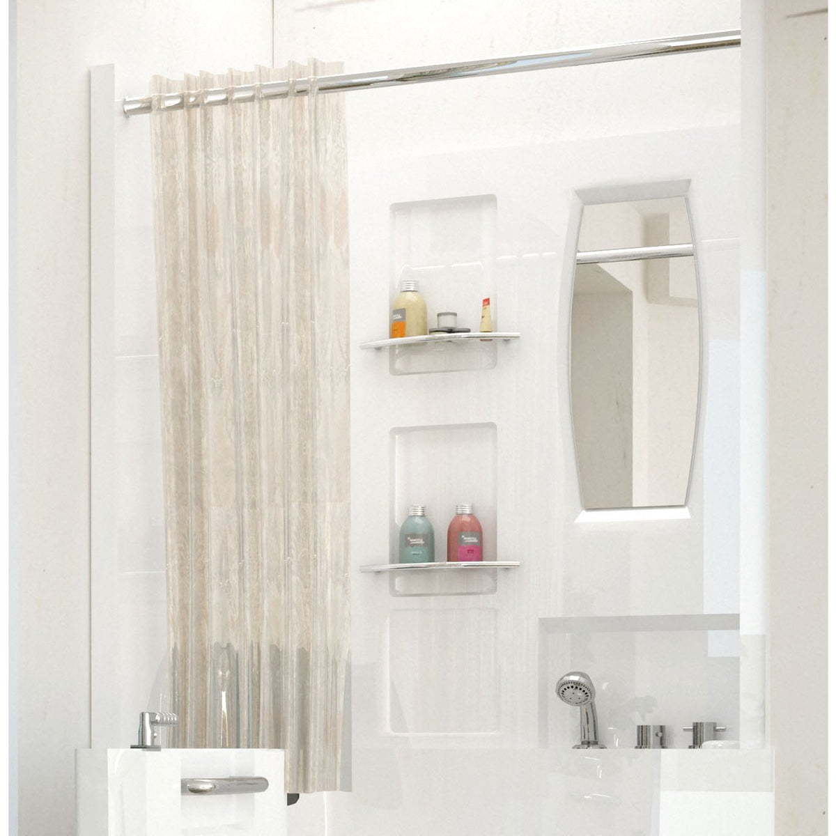 MediTub  Shower Enclosure 31 x 40  3-Piece Walk-In Bathtub Surround in White 3140SEN