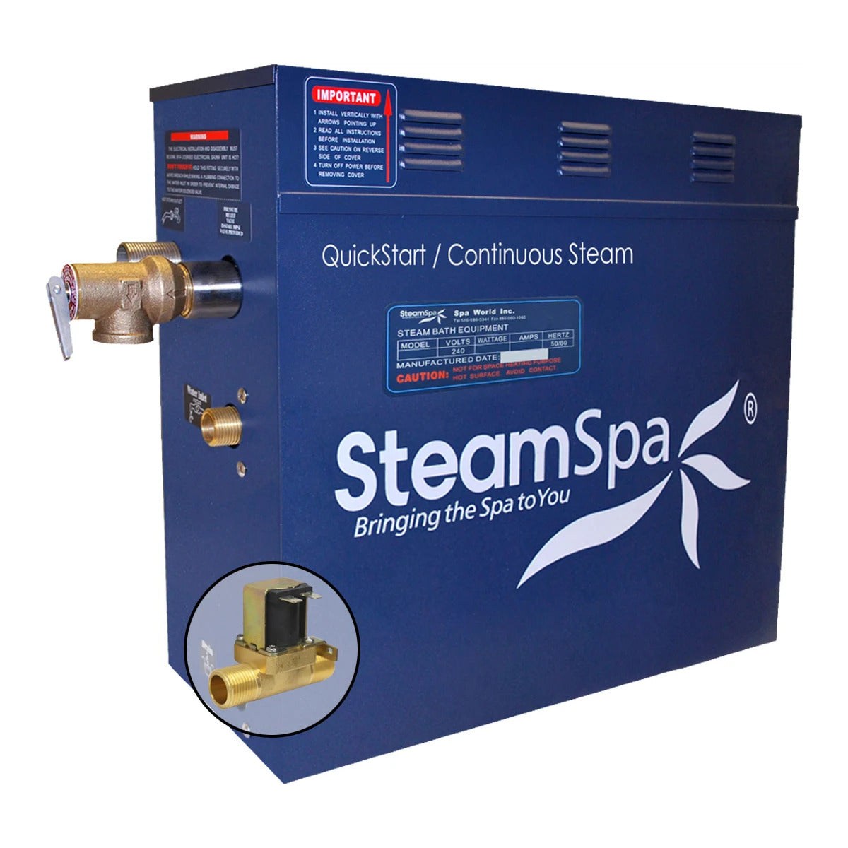 SteamSpa 4.5 KW QuickStart Acu-Steam Bath Generator with Built-in Auto Drain D-450-A