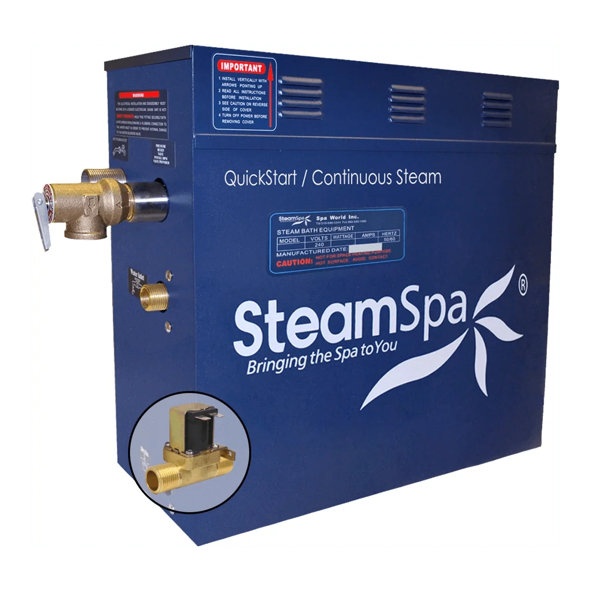 SteamSpa 9 KW QuickStart Acu-Steam Bath Generator with Built-in Auto Drain D-900-A