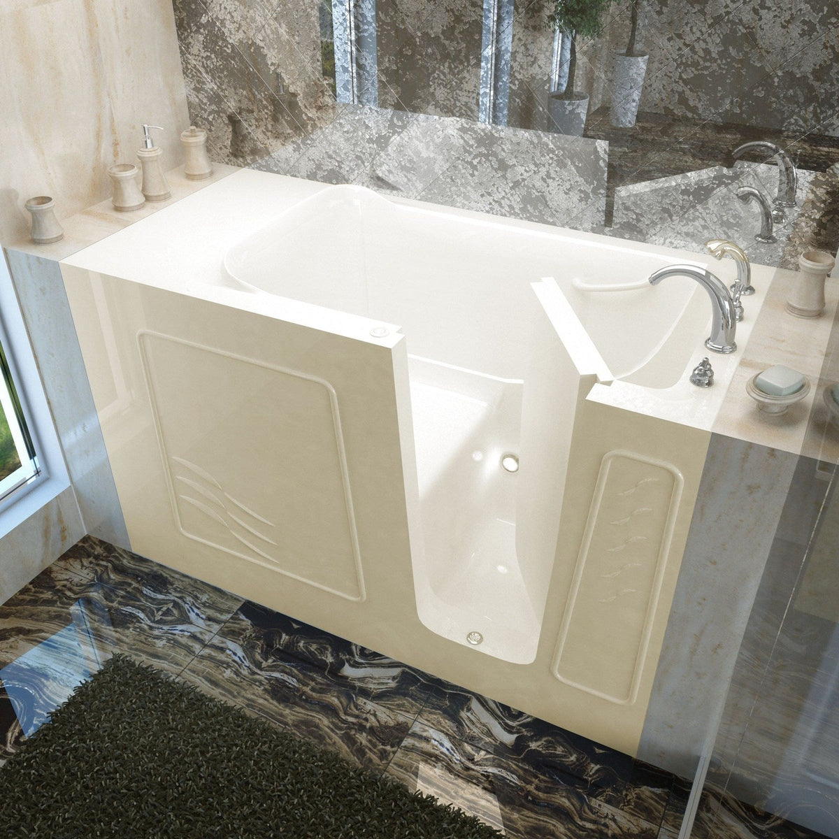 MediTub  Walk-In 30 x 60 Right Drain Biscuit Soaking Walk-In Bathtub 3060WIRBS