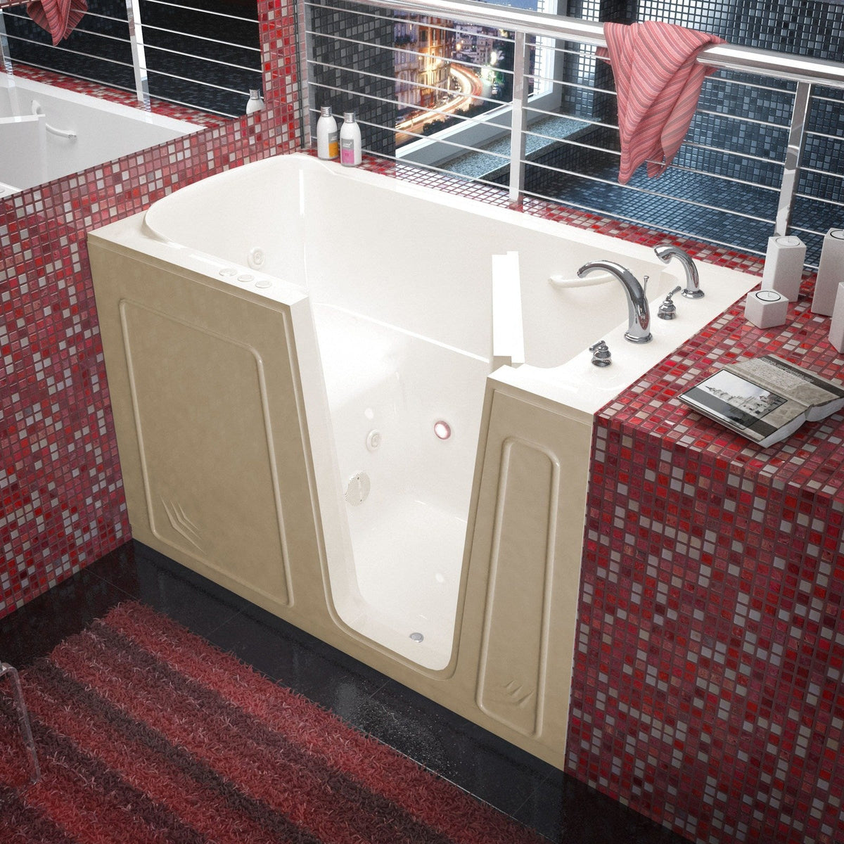 MediTub  Walk-In 32 x 60 Right Drain Biscuit Whirlpool Jetted Walk-In Bathtub 3260RBH