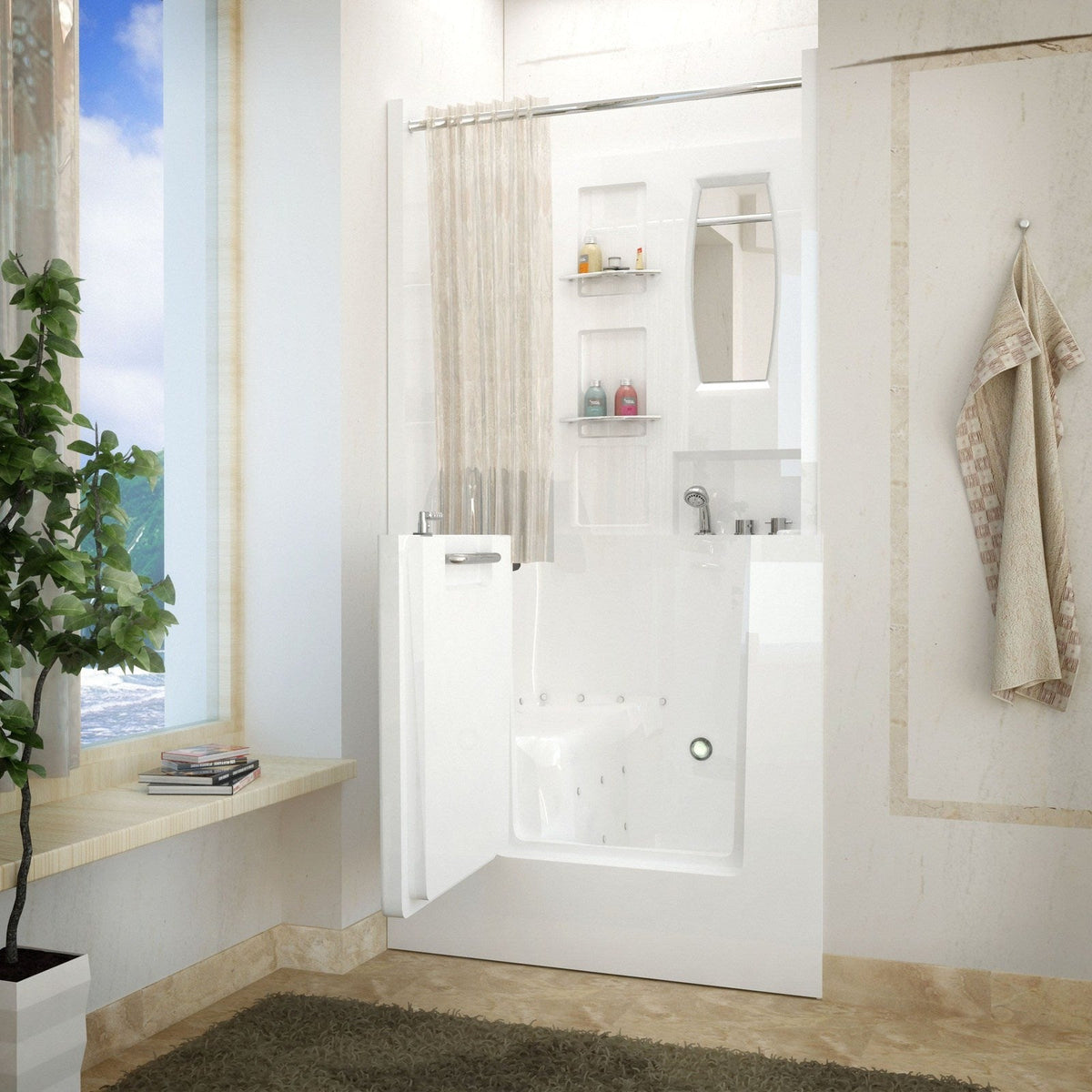 MediTub  Walk-In 31 x 40 Right Drain White Air Jetted Walk-In Bathtub 3140RWA